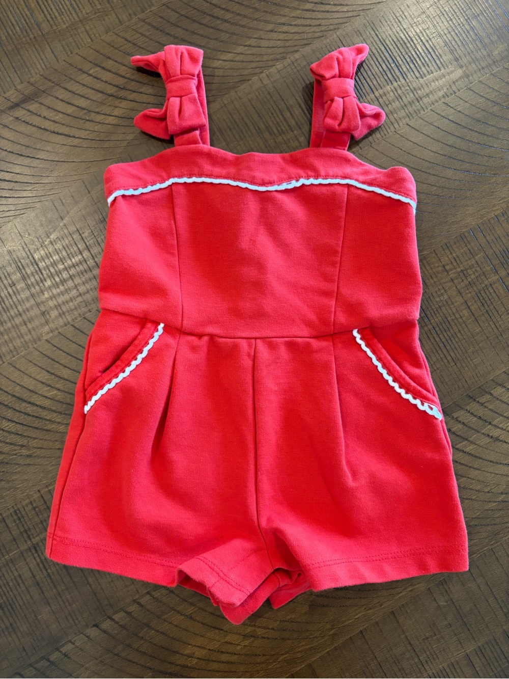 Sweetheart Neckline Bow Straps Scalloped Trim Stretch Romper